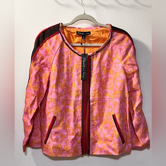 Nwt- Elizabeth & James— Jane Jacket in printed linen- Sz 10 - Picture 2 of 5